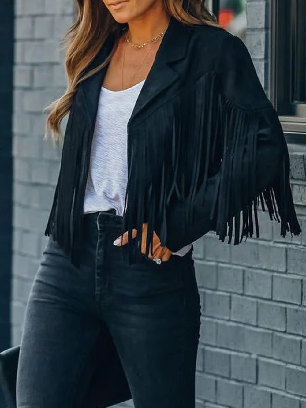VICI Waldorf cropped fringe jacket